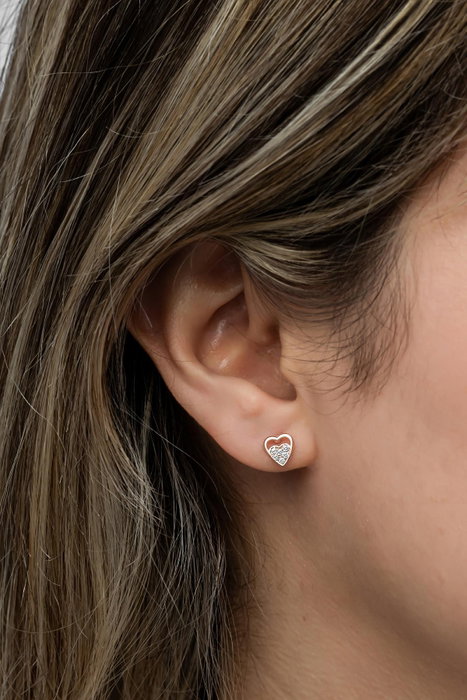 Heliophilia Silver Pendientes de Plata de Ley 925 con Oro Rosa y Circón
